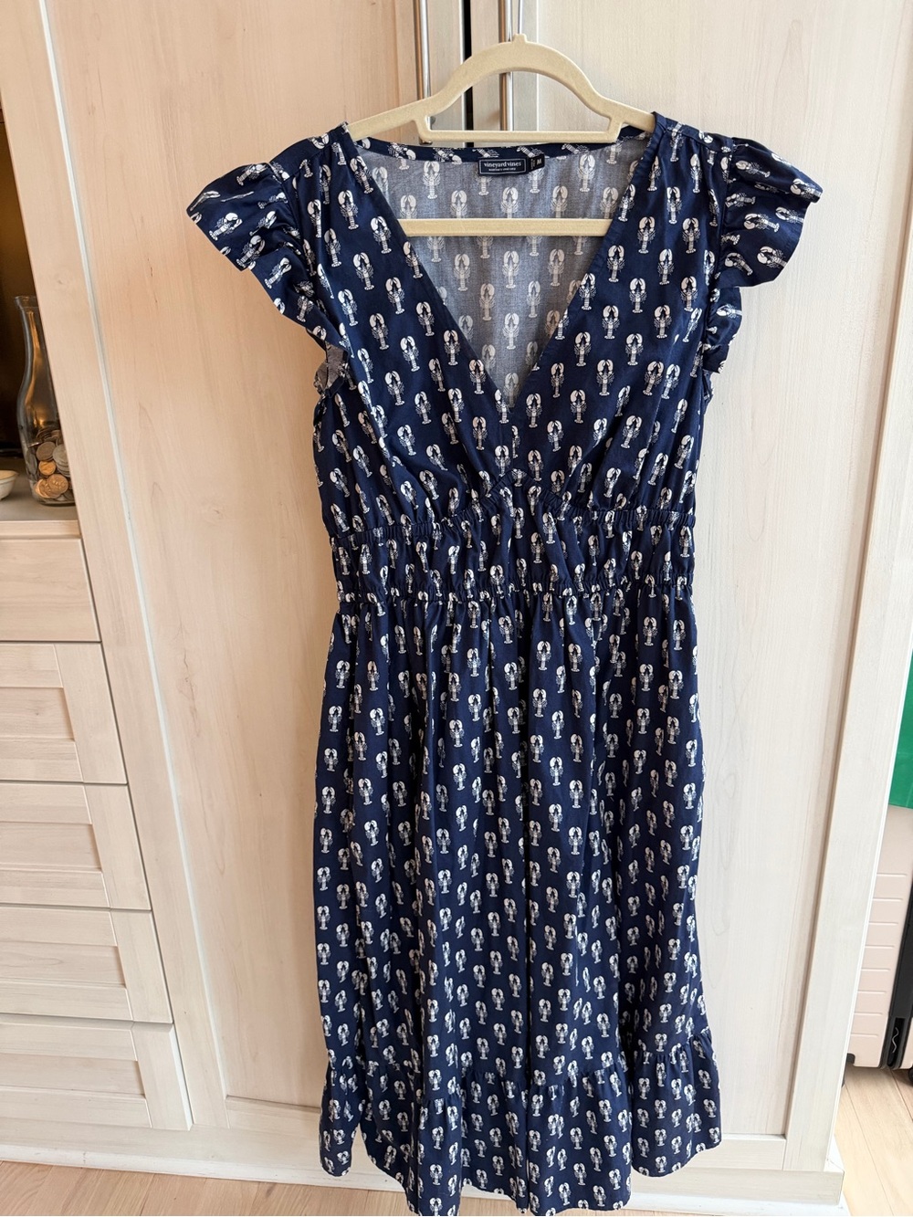 Vineyard Vines Navy Printed V‑Neck Midi Dress
